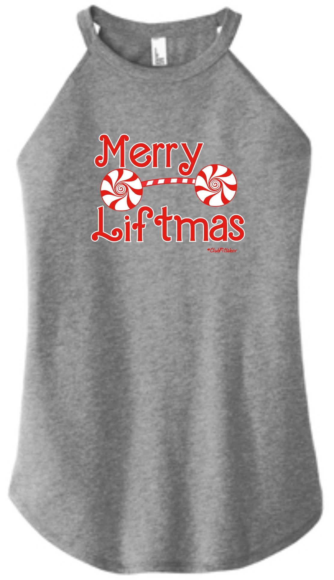 Merry Liftmas Candy Cane Barbell - High Neck Rocker Tank