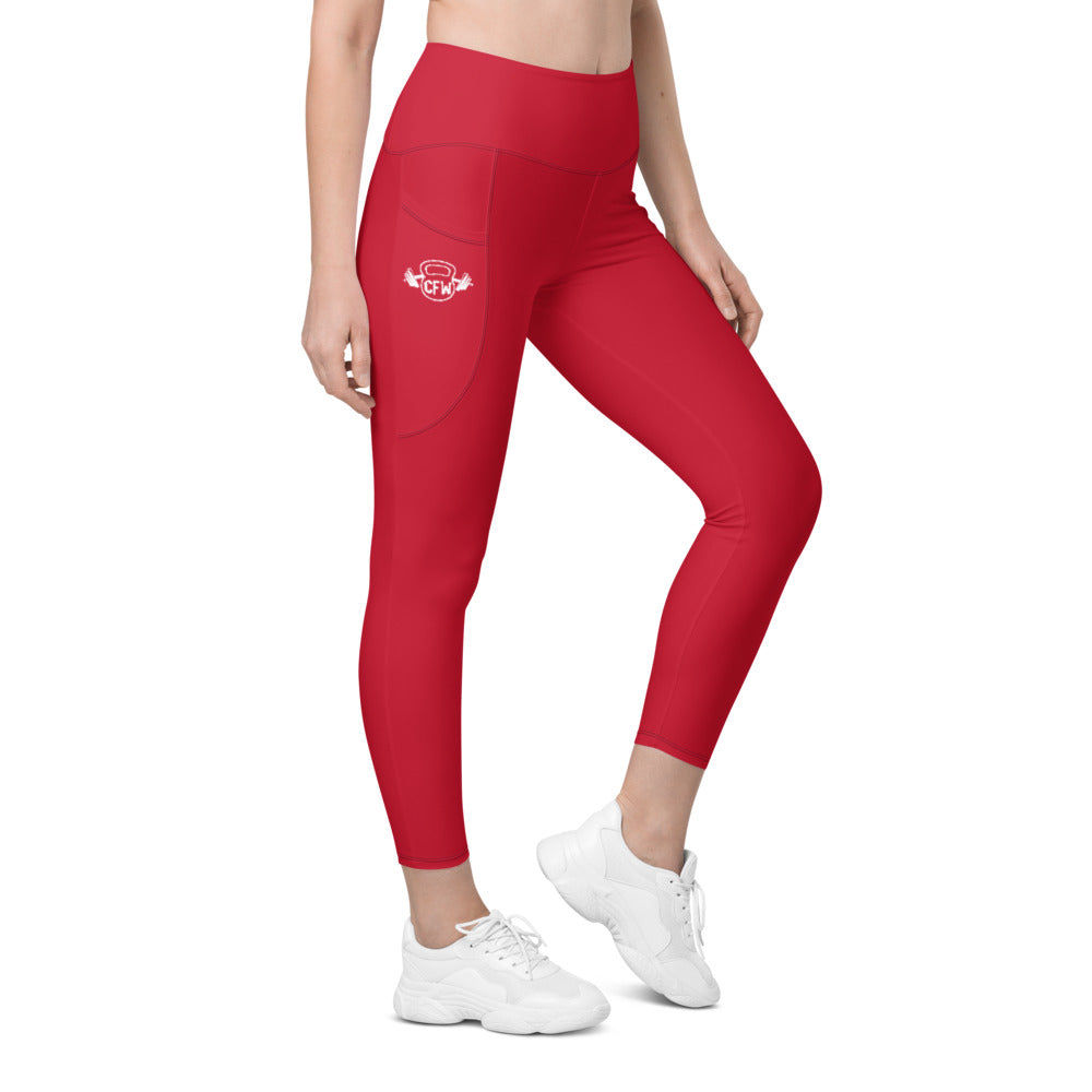 Red and cheap white nike leggings