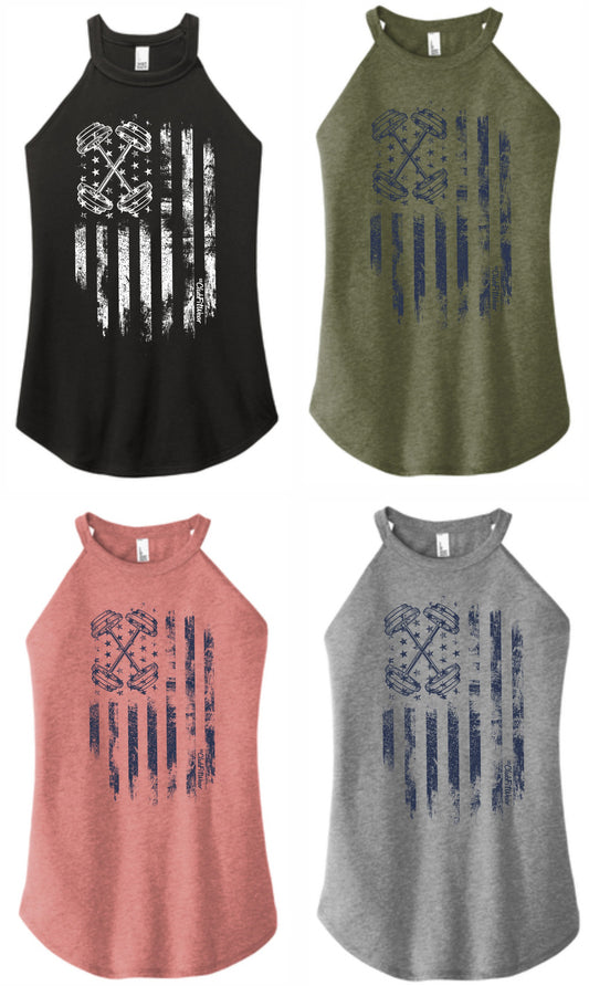 Barbell Flag - High Neck Rocker Tank