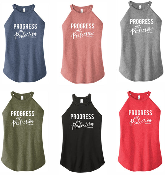 Progress not Perfection - High Neck Rocker Tank