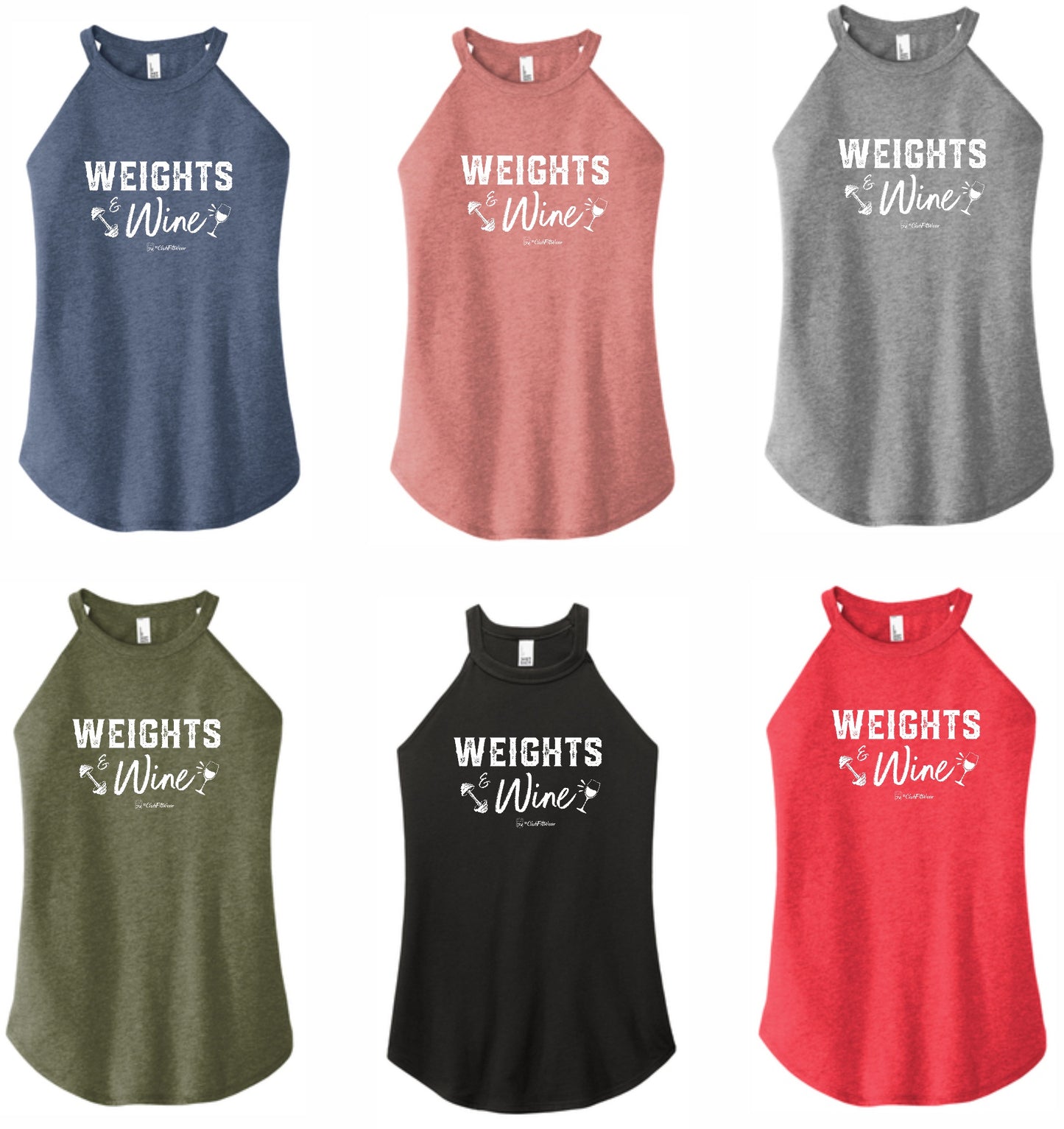 Weights & Wine - High Neck Rocker Tank